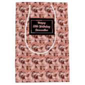Custom 16th Birthday Gift Bags Rose Gold and Black Medium Cadeauzakje (Voorkant)