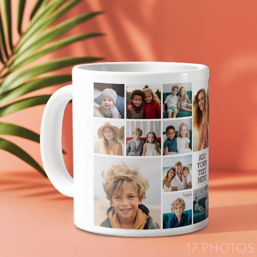 Custom 17 Fotocollage - Zwart - witte tekst Grote Koffiekop