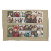 Custom 18 Photo Collage - beige - witte tekst Kussensloop (Voorkant)