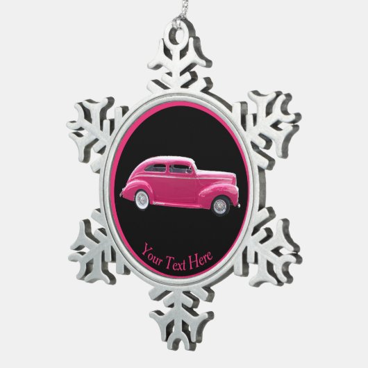 Custom 1940 Famous American Make Sedan Tin Sneeuwvlok Ornament (Rechts)