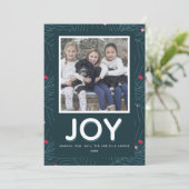 Custom 1-foto Modern Joy Spruce Holiday Kaart (Staand voorkant)