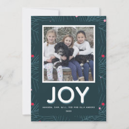 Custom 1-foto Modern Joy Spruce Holiday Kaart