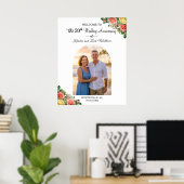 Custom 1 Photo 20th Wedding Anniversary Welcome  Poster (Thuiskantoor)