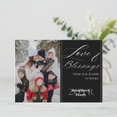 Custom 1 Photo Family Name Year Luxurious Script Kaart (Staand voorkant)