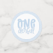 Custom 1e verjaardag schattig pastel blauw onederf confetti (Kleine voorkant)