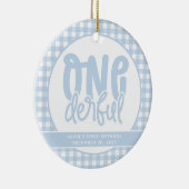Custom 1e verjaardag schattig pastel blauw onederf keramisch ornament (Rechts)