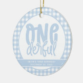 Custom 1e verjaardag schattig pastel blauw onederf keramisch ornament (Links)
