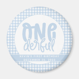 Custom 1e verjaardag schattig pastel blauw onederf magneet