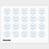 Custom 1e verjaardag schattig pastel blauw onederf ronde sticker (Vel)