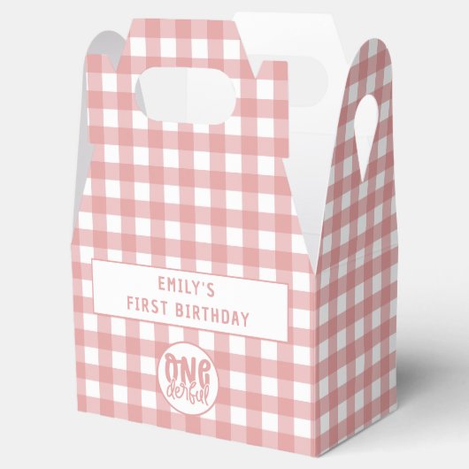 Custom 1e verjaardag schattige pastel roze onederf bedankdoosjes (Geopend)