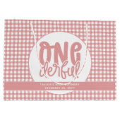 Custom 1e verjaardag schattige pastel roze onederf groot cadeauzakje (Achterkant)