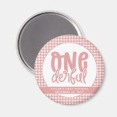 Custom 1e verjaardag schattige pastel roze onederf magneet (Voorkant / Achterkant)