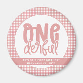 Custom 1e verjaardag schattige pastel roze onederf magneet (Voorkant)