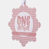 Custom 1e verjaardag schattige pastel roze onederf ornament kaart (Links)