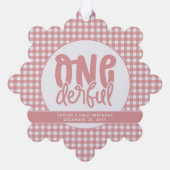 Custom 1e verjaardag schattige pastel roze onederf ornament kaart (Achterkant)