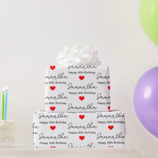 Custom 1st 2nd 10th 20th 30th 40th Birthday Party Cadeaupapier (Feestgeschenken)