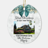 Custom 1st Xmas New Home Photos Street Adres Keramisch Ornament (Links)