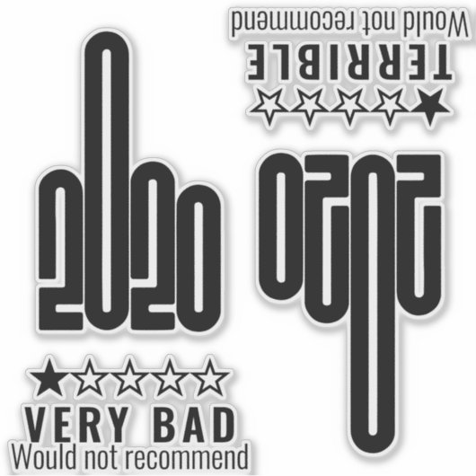 Custom 2020 Middelvinger Bad Review Zwart 4 Pack Sticker (Voorkant)