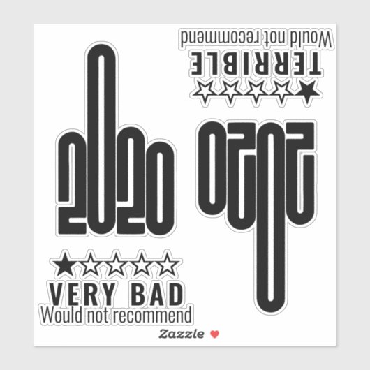 Custom 2020 Middelvinger Bad Review Zwart 4 Pack Sticker (Vel)