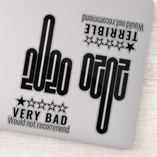 Custom 2020 Middelvinger Bad Review Zwart 4 Pack Sticker