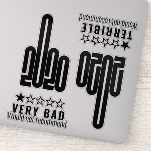 Custom 2020 Middelvinger Bad Review Zwart 4 Pack Sticker (Detail)