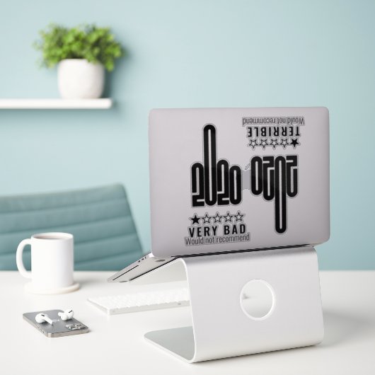 Custom 2020 Middelvinger Bad Review Zwart 4 Pack Sticker (Laptop op bureau)