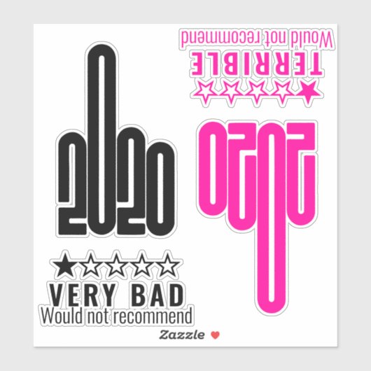 Custom 2020 middelvinger Review roze zwart 4-pack Sticker (Vel)