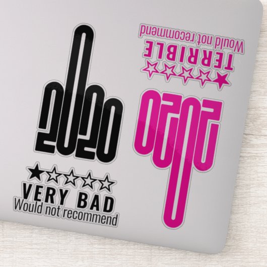 Custom 2020 middelvinger Review roze zwart 4-pack Sticker (Detail)