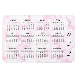 Custom 2022 Roze marmer Calendar Magnet Magneet