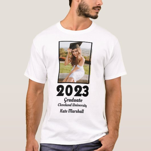 Custom 2023 Afstuderen foto en naam T-shirt (Voorkant)