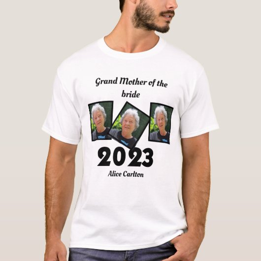 Custom 2023 Grootmoeder van de bruid Foto T-shirt (Voorkant)