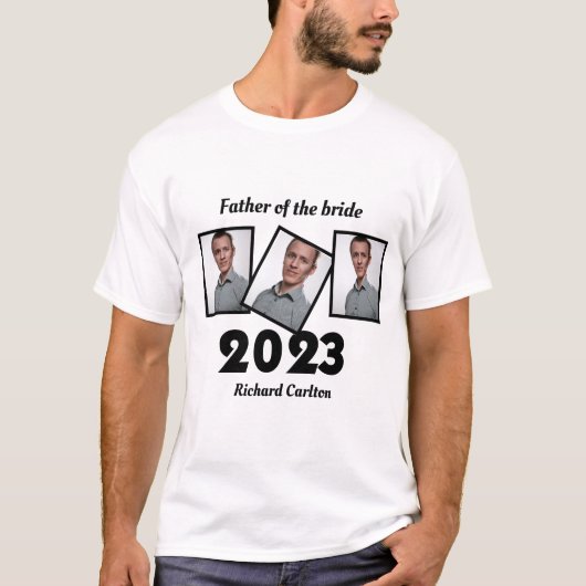 Custom 2023 Vader van de bruid Foto T-shirt (Voorkant)