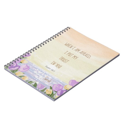 Custom 2024 JW Jaar Tekst Psalm 56:3 Tulp Ocean Notitieboek (Linkerzijde)