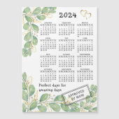 Custom 2024 Kalender Magneet Eucalyptus Wit Zwart (Voorkant)