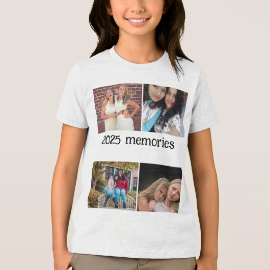 CUSTOM  2025 MEMORIES 4 PHOTO COLLAGE Tri-Blend SHIRT (Voorkant)