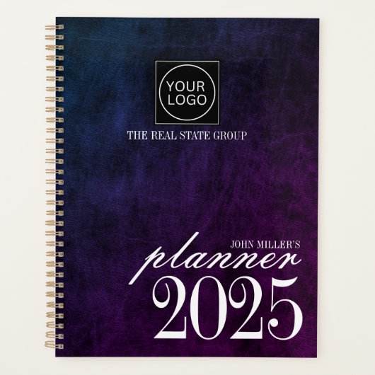 Custom 2025 Professioneel Bedrijf Logo Leather Planner (Voorkant)