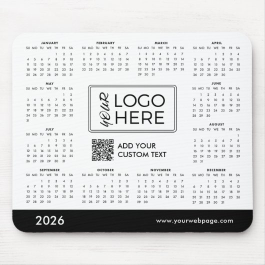 Custom 2026 Calendar Business Logo Muismat (Voorkant)