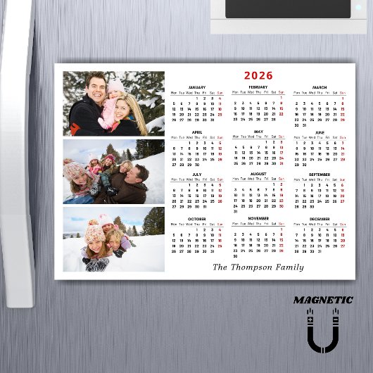 Custom 2026 Calendar Photo Collage Name Magnet