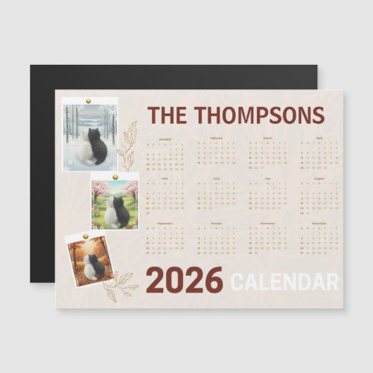 Custom 2026  Calendar with Seasonal Cat (Voorkant / Achterkant)