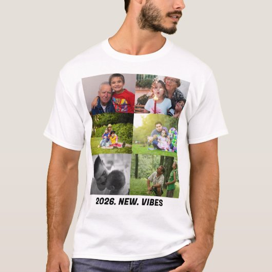 Custom 2026 vibes 6 photo collage  t-shirt (Voorkant)