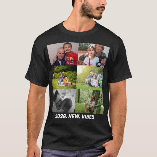 Custom 2026 vibes 6 photo collage  t-shirt (Voorkant)