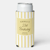 Custom 21st Birthday Cute Yellow Striped Party Seltzer Blikjeskoeler (Seltzer Voorkant)