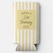 Custom 21st Birthday Cute Yellow Striped Party Seltzer Blikjeskoeler (Achterkant)