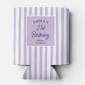 Custom 21st Birthday Preppy Purple Striped Party Blikjeskoeler (Achterkant)
