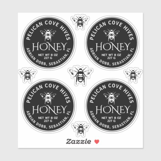 CUSTOM 2.5" VINYL Honing Label  Bee Zwart (Vel)