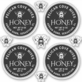 CUSTOM 2.5" VINYL Honing Label Bee Zwart (Voorkant)