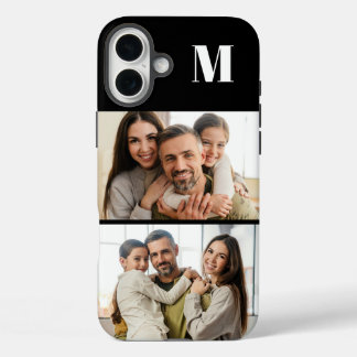 Custom 2 Family Photo & Monogrammed iPhone 16 Plus Hoesje