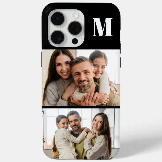 Custom 2 Family Photo & Monogrammed  Case-Mate iPhone Case (Achterkant)