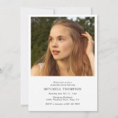 Custom 2 foto Blush Bloemen Afstuderen Uitnodiging (Achterkant)