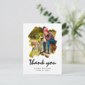 Custom 2 foto borstel lijn Afstuderen dank u Briefkaart (Staand voorkant)